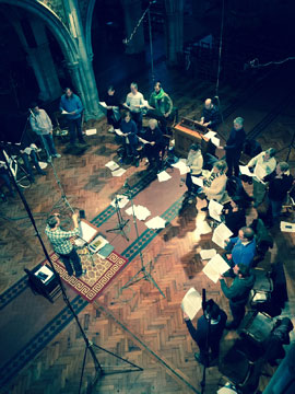 Eamonn Dougan recording with The Sixteen